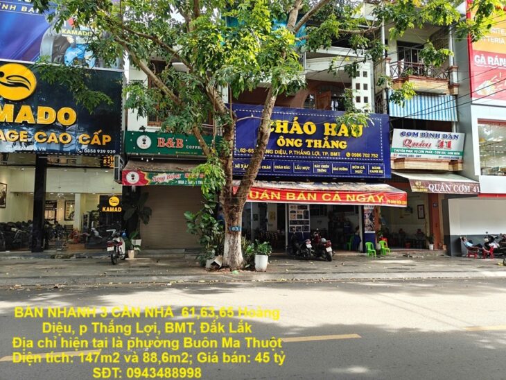 NHÀ ĐẸP – GIÁ TỐT – CẦN BÁN NHANH 3 CĂN NHÀ 61,63,65 Hoàng Diệu, p Thắng Lợi, BMT, Đắk Lắk