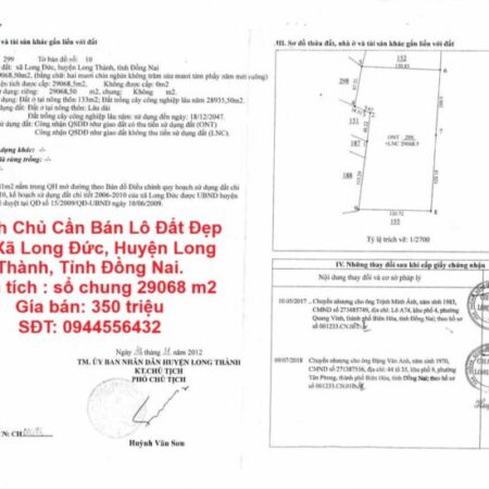 Chính Chủ Cần Bán Lô Đất Đẹp Tại Xã Long Đức, Huyện Long Thành, Tỉnh Đồng Nai.