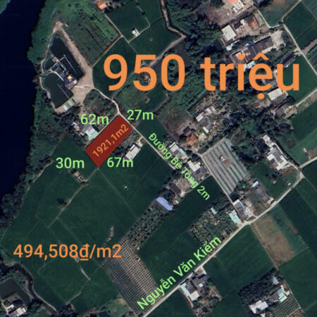 Bán lô đất lúa hai mặt đường bê tông giá 950 triệu