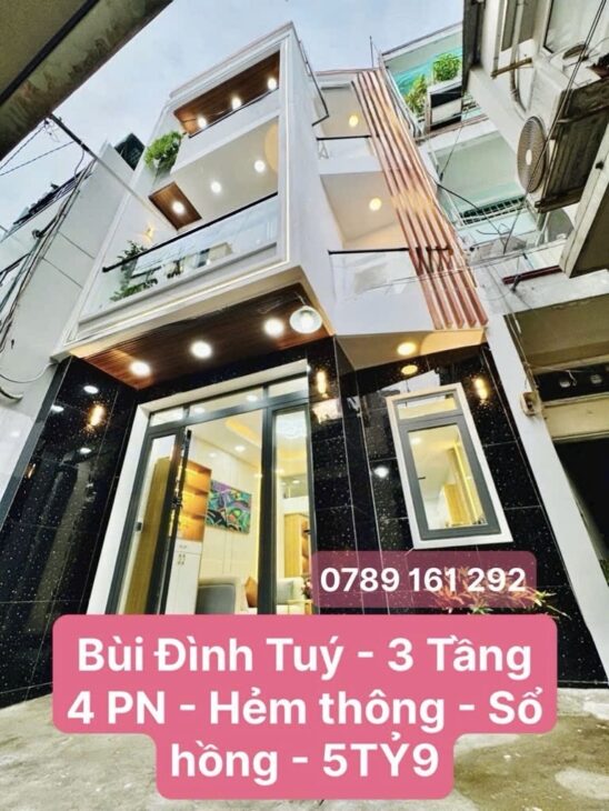 BÙI ĐÌNH TUÝ – P12 – BÌNH THẠNH – 3 TẦNG – 4PN – BAN CÔNG THOÁNG – 5TỶ9