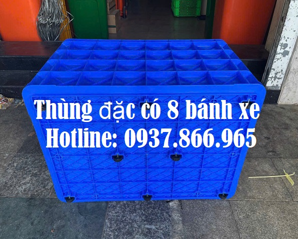 Thùng nhựa đặc có bánh xe 78*63*55cm, thùng nhựa kích thước lớn, thùng có bánh xe