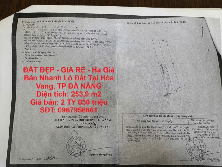ĐẤT ĐẸP – GIÁ RẺ – Hạ Giá Bán Nhanh Lô Đất Tại Hòa Vang, TP ĐÀ NẴNG