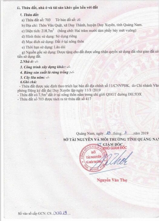 CHÍNH CHỦ Cần Bán Đất Tại Thôn Vân Quật, Xã Duy Thành, Huyện Duy Xuyên , tỉnh Quảng Nam.