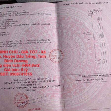 ĐẤT CHÍNH CHỦ – GIÁ TỐT – Xã Định An, Huyện Dầu Tiếng, Tỉnh Bình Dương