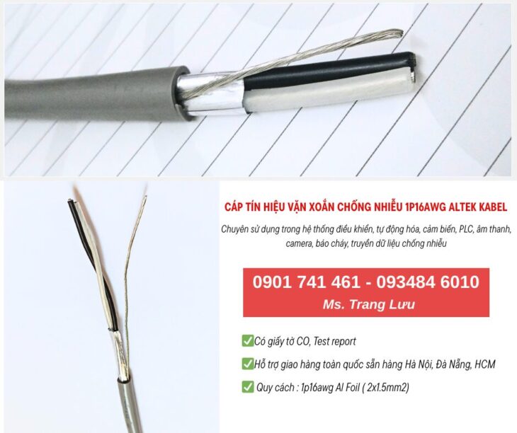 Cáp tín hiệu vặn xoắn 1p16awg Đà Nẵng, Hà Nội, Hồ Chí Minh
