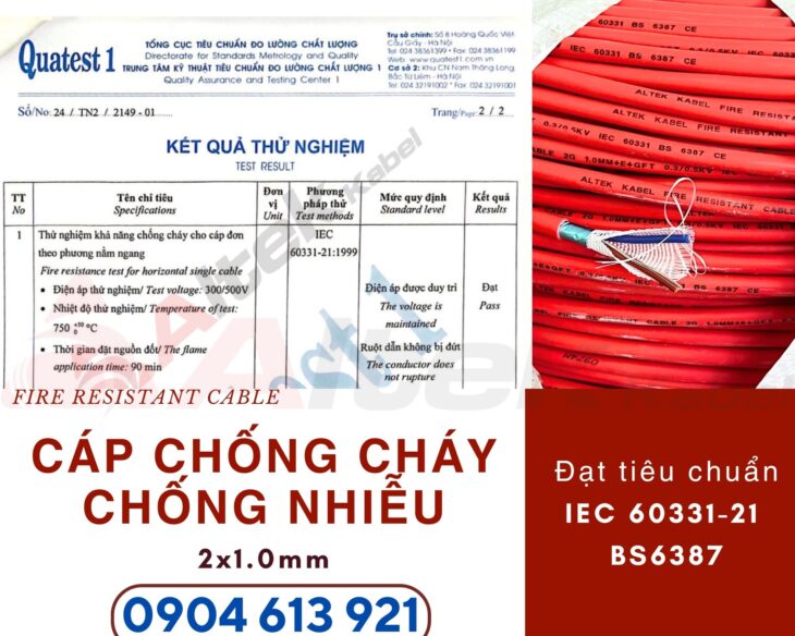 Cáp chống cháy chống nhiễu 2×1.0mm Altek Kabel