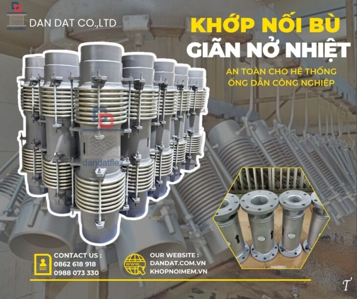 Khớp giãn nở dẫn khí CO/ Khớp giãn nở bằng vải chịu nhiệt/ Khớp nối giãn nở inox mặt bích