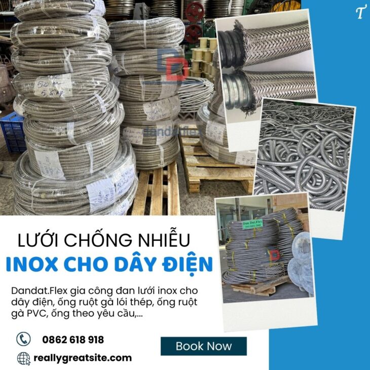 Dây điện bọc lưới inox 304/ Dây điện đan lưới chống nhiễu/ Cáp điều khiển chống nhiễu bọc inox