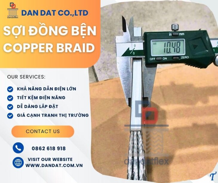 Dây đồng bện tráng thiếc/ Dây đồng bện tiếp địa mặt bích/ Dây đồng bện tiếp địa cho tủ bảng điện