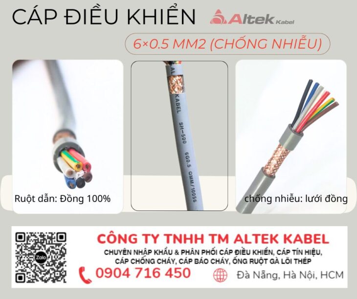 Cáp điều khiển có lưới chống nhiễu Altek Kabel 6×0.5mm2