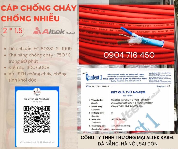 Cáp chống cháy chống nhiễu 2×1.5 Altek Kabel Sài Gòn