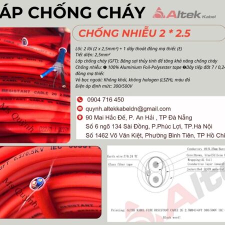 Dây tín hiệu chống cháy chống nhiễu 2×2.5 Altek Kabel Sài Gòn
