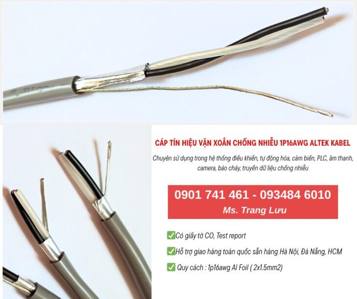 Cáp tín hiệu vặn xoắn 1p16awg Đà Nẵng, Hà Nội, Hồ Chí Minh