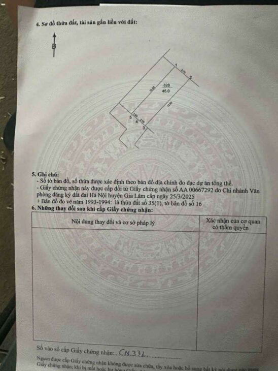 Chính chủ cần bán 45 m2 đất Cổ Bi – Gia Lâm, giá 3.93 tỷ