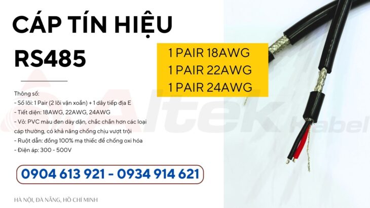 Cáp tín hiệu RS485 22AWG Altek kabel 1pair/ 2 pair Đà Nẵng, HCM , Hà Nội