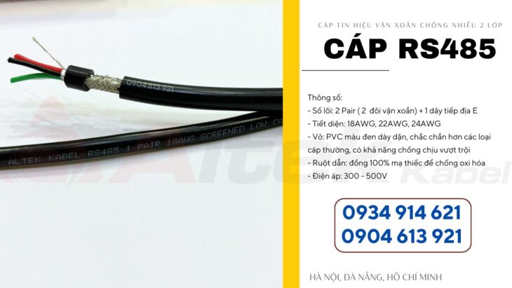 Cáp tín hiệu RS485 22AWG Altek kabel 1pair/ 2 pair Đà Nẵng, HCM , Hà Nội