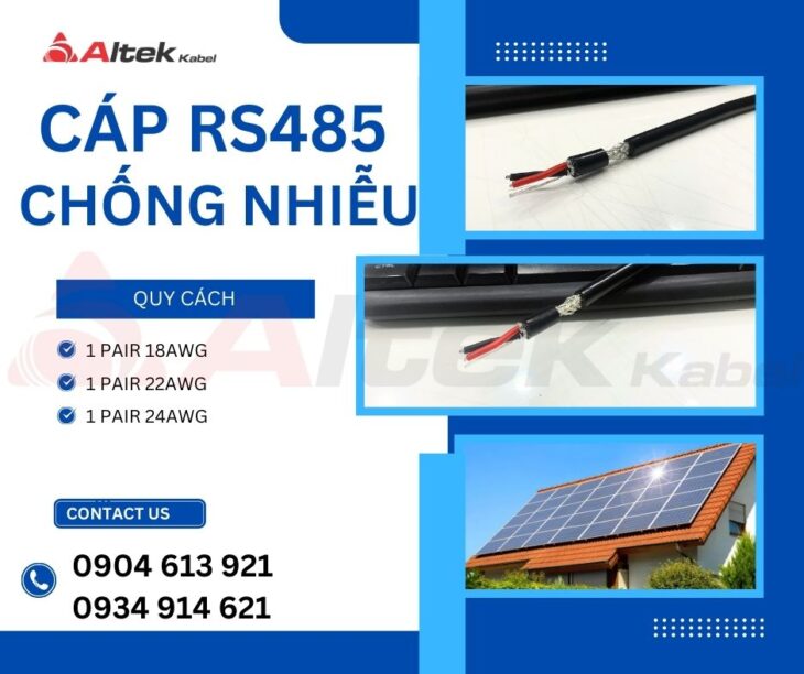 Cáp tín hiệu RS485 vặn xoắn 2 lớp chống nhiễu 2 pair 22AWG Altek Kabel
