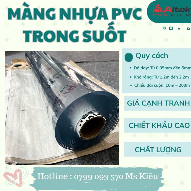 Màng nhựa pvc dẻo trong suốt – dày 5zem giá rẻ siêu