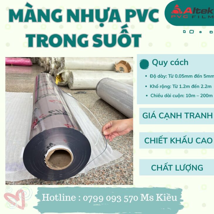 Màng nhựa pvc dẻo trong suốt – dày 5zem giá rẻ siêu