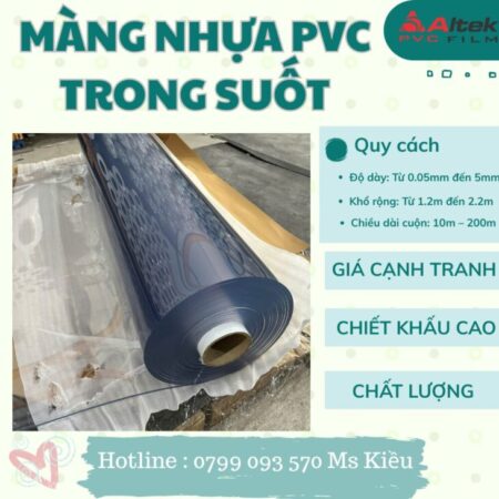 Màng nhựa pvc dẻo trong suốt – dày 5zem giá rẻ siêu
