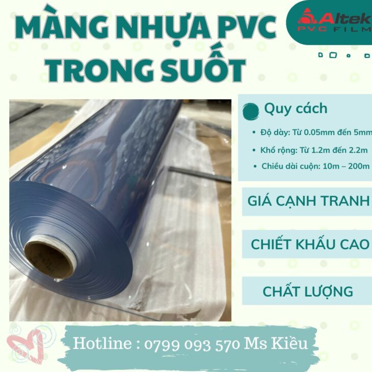 Màng nhựa pvc dẻo trong suốt – dày 5zem giá rẻ siêu