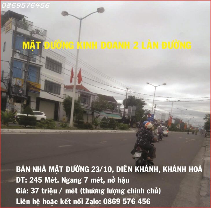 BÁN CĂN NHÀ MẶT TIỀN ĐƯỜNG 23/10, NHA TRANG