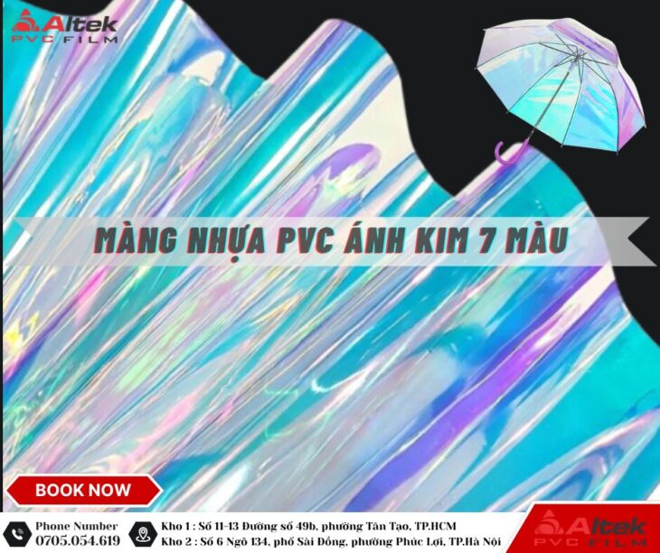 Nhà phân phối nhựa pvc lớn tại miền nam, ánh kim 7 màu