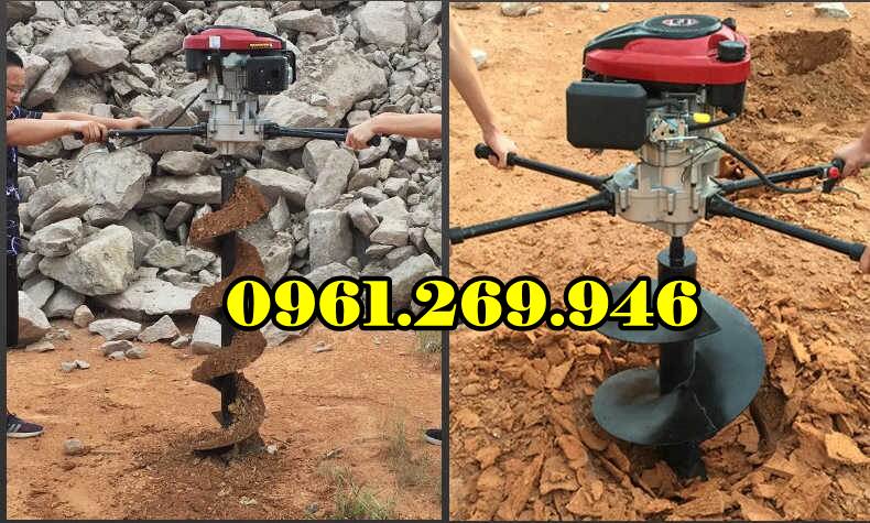Máy khoan đất sỏi đá Okasu 7HP tặng kèm mũi khoan đường kính 300mm sâu 800mm