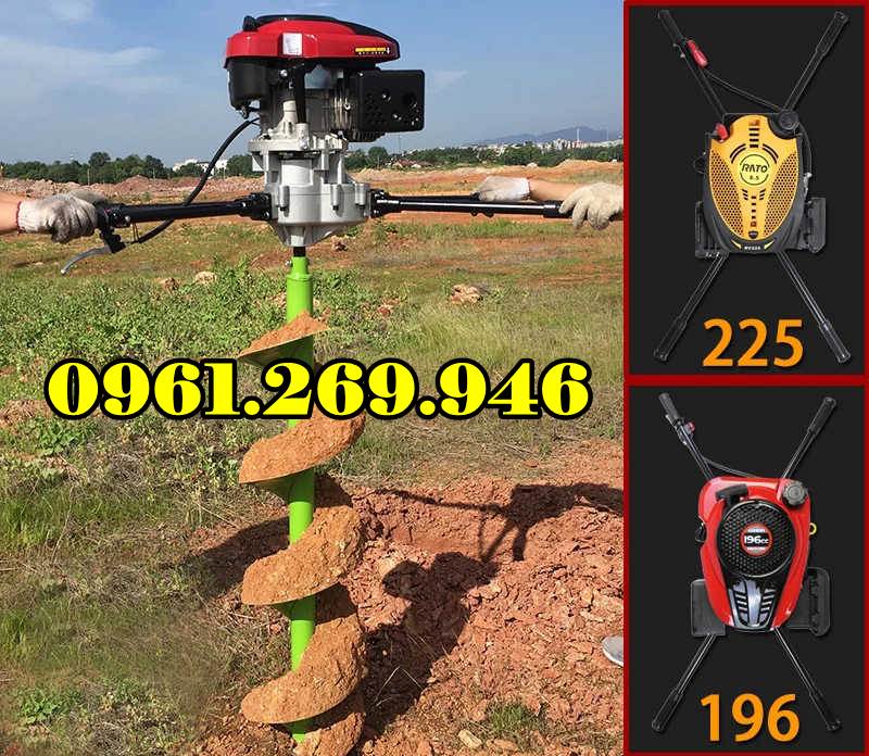 Máy khoan đất sỏi đá Okasu 7HP tặng kèm mũi khoan đường kính 300mm sâu 800mm