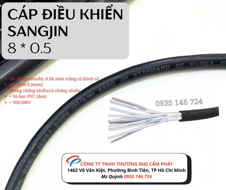 Cáp điều khiển 8 x 0.5 mm2 Sangjin HCM