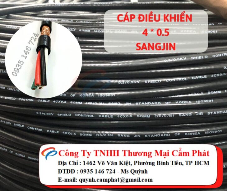 Cáp điều khiển 4 lõi Sangjin 4 x 0.5 chống nhiễu HCM