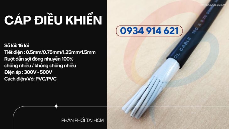 Cáp điều khiển RVV 16×0.75mm Sangjin – phân phối HCM