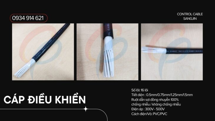 Cáp điều khiển RVV 16×0.75mm Sangjin – phân phối HCM