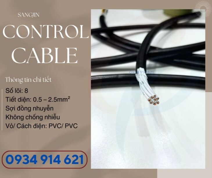 Cáp điều khiển Sangjin 8×0.75mm không chống nhiễu phân phối HCM
