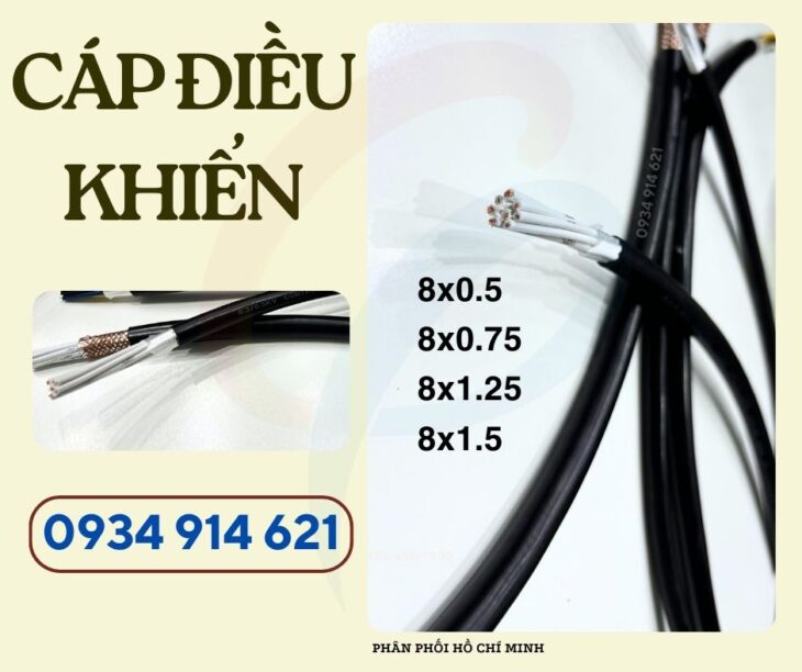 Cáp điều khiển Sangjin 8×0.75mm không chống nhiễu phân phối HCM