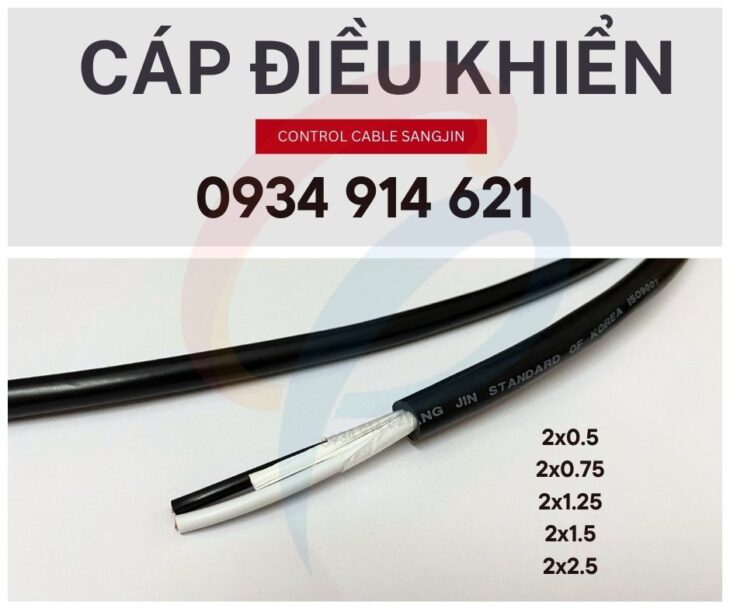 Cáp điều khiển Sangjin 2×0.75mm/2×1.25mm sẵn hàng kho Sài Gòn
