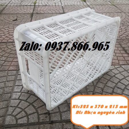 Sọt nhựa dùng trong cont lạnh, sóng nhựa nguyên sinh sọt nhựa 525 x 370 x 215 mm