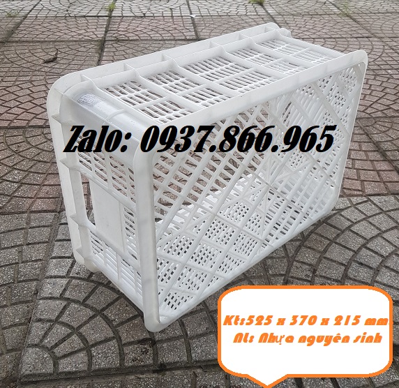 Sọt nhựa dùng trong cont lạnh, sóng nhựa nguyên sinh sọt nhựa 525 x 370 x 215 mm