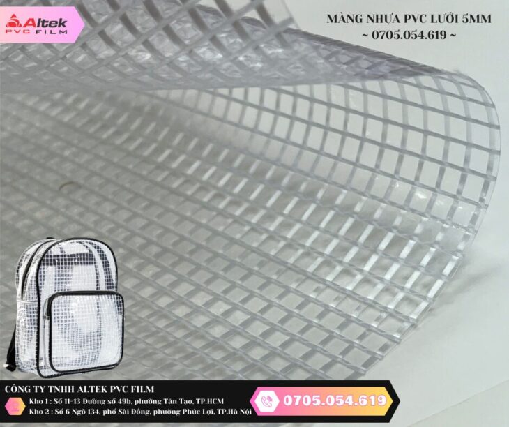 Cuộn nhựa pvc ô lưới 5mm sợi gia cương giá rẻ