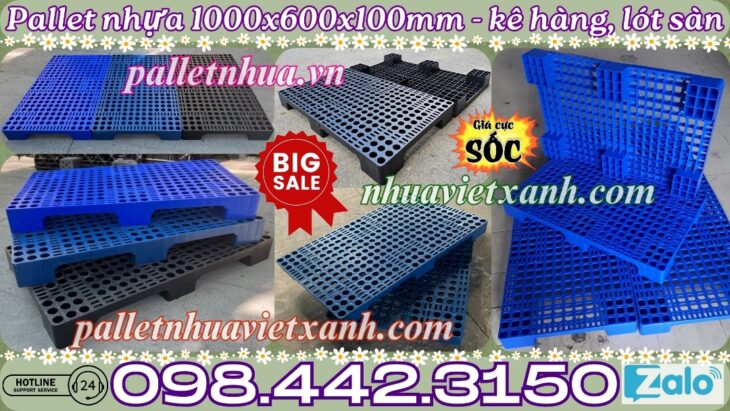 Pallet nhựa lót sàn 1000x600x100mm
