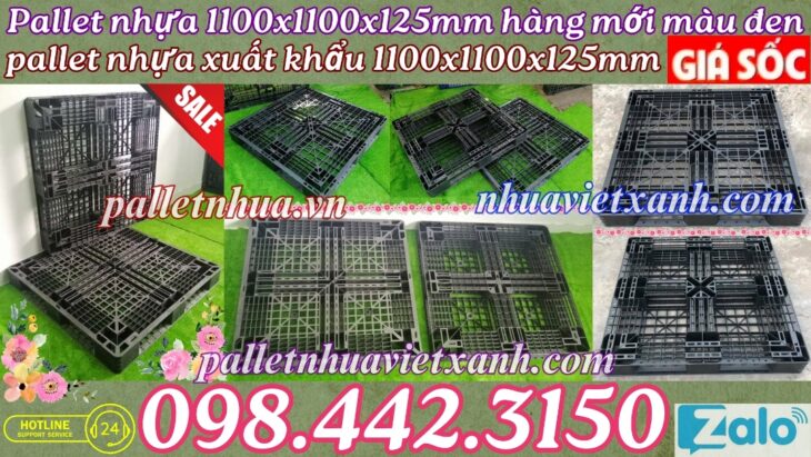 Pallet nhựa 1100x1000x125mm màu đen hàng mới
