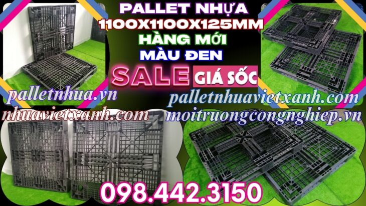 Pallet nhựa 1100x1000x125mm màu đen hàng mới