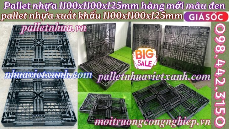Pallet nhựa 1100x1000x125mm màu đen hàng mới