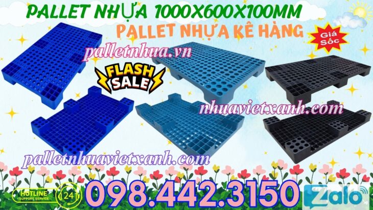 Pallet nhựa lót sàn 1000x600x100mm