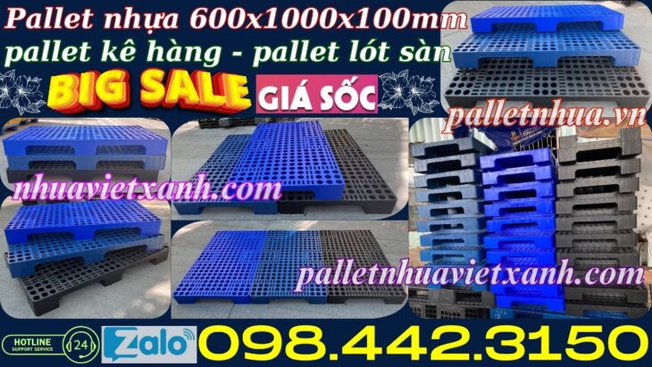 Pallet nhựa lót sàn 1000x600x100mm