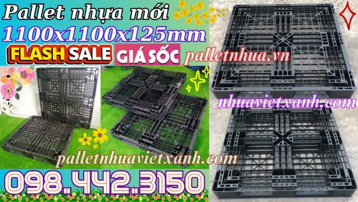 Pallet nhựa 1100x1000x125mm màu đen hàng mới