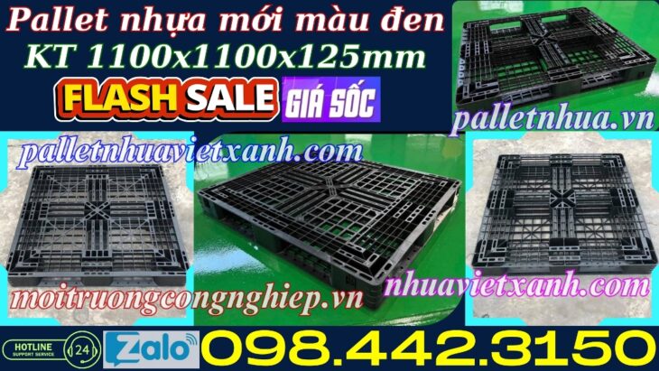 Pallet nhựa 1100x1000x125mm màu đen hàng mới