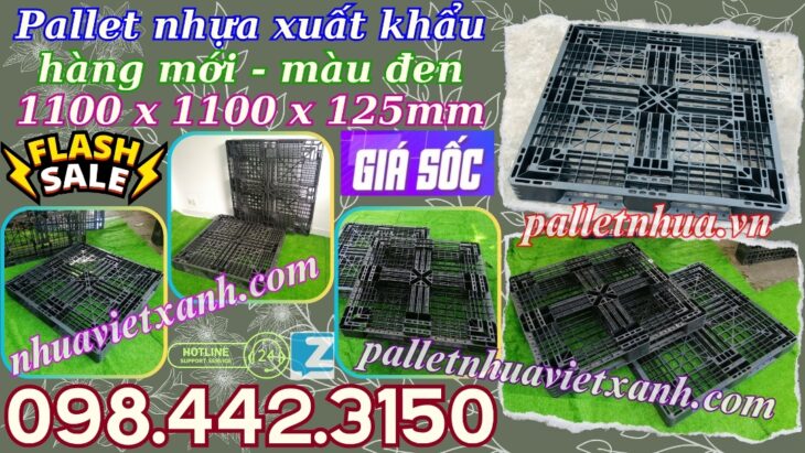 Pallet nhựa 1100x1000x125mm màu đen hàng mới