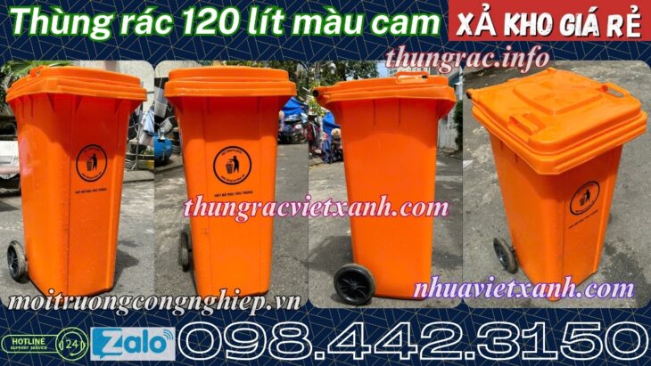 Thùng rác 120 lít màu cam – xả kho giá sốc