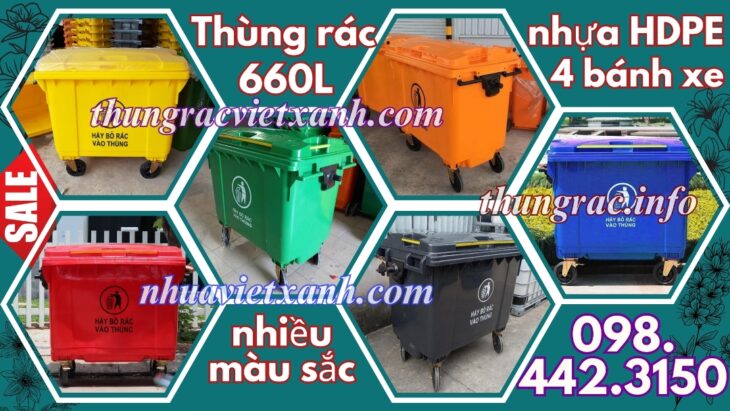 Thùng rác 660 lít – Giải pháp tối ưu cho việc thu gom và quản lý rác thải quy mô lớn